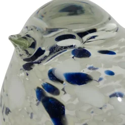 Fabrique de Styles Presse-papier moineau en verre blanc et bleu pailleté - Serin* Petits Objets Déco