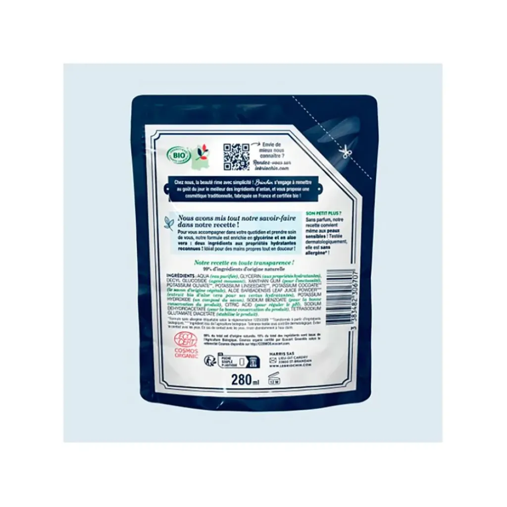Fabrique de Styles Recharge savon liquide mains sans parfum 280ml - Cosmébio* Savon Liquide