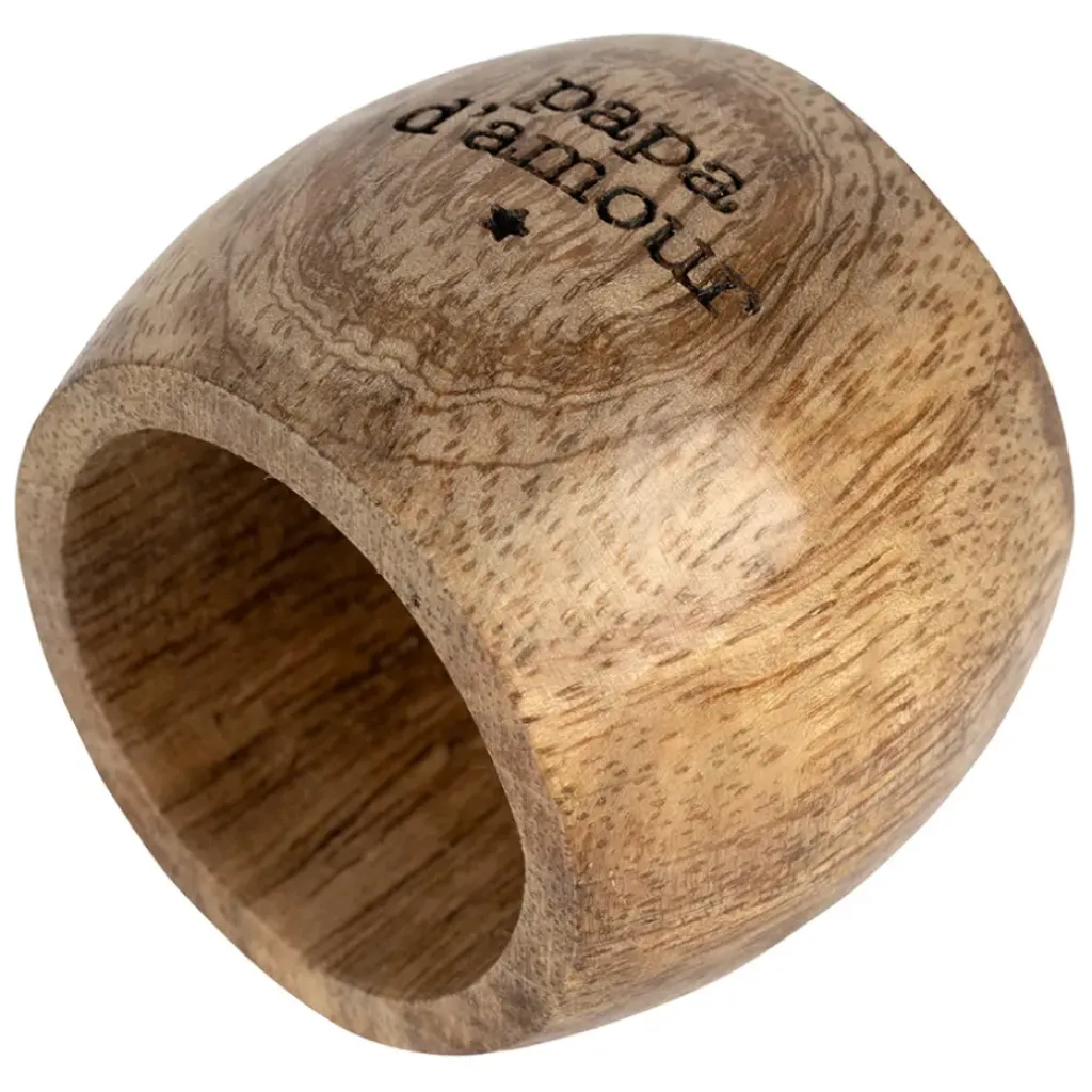 Fabrique de Styles Rond de serviette papa en manguier - Famille* Serviettes De Table