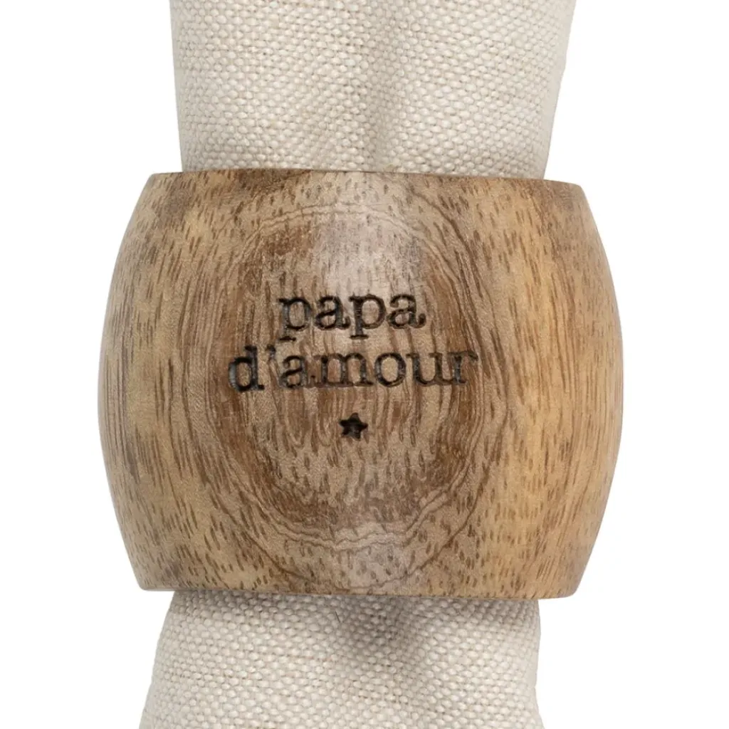 Fabrique de Styles Rond de serviette papa en manguier - Famille* Serviettes De Table