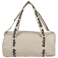 Fabrique de Styles Sac week-end dolce vita en lin et coton écru et noir - Bowling* Sacs Et Cabas