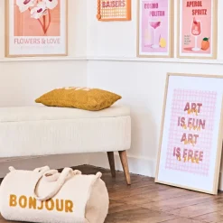 Fabrique de Styles Sac weekend " Bonjour " en bouclette écru - Funky* Sacs Et Cabas