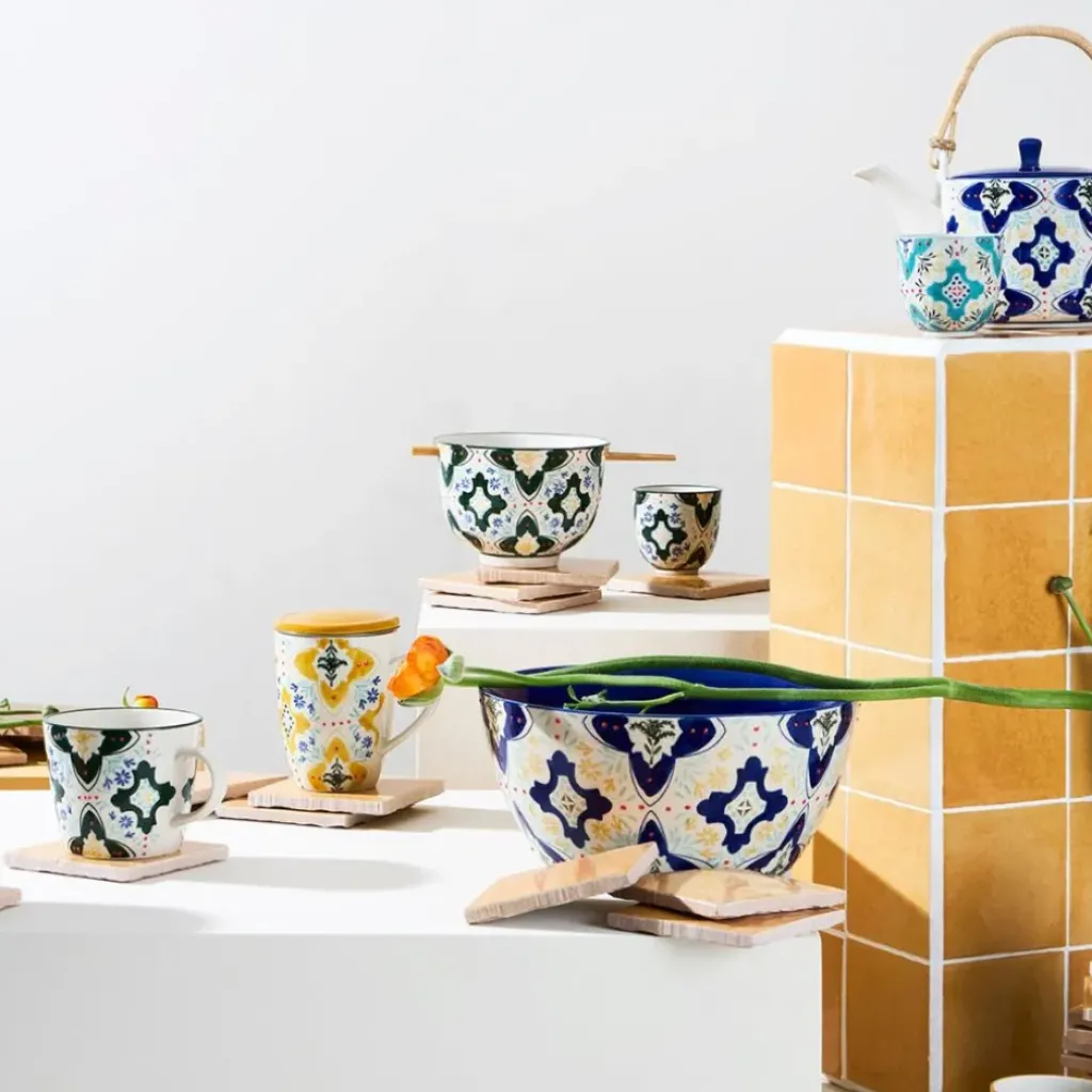 Fabrique de Styles Saladier en grès bleu d23.5cm - Azulejo* Plats Et Saladiers