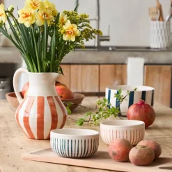 Fabrique de Styles Saladier en terre cuite rayé d21cm - Lisia* Plats Et Saladiers