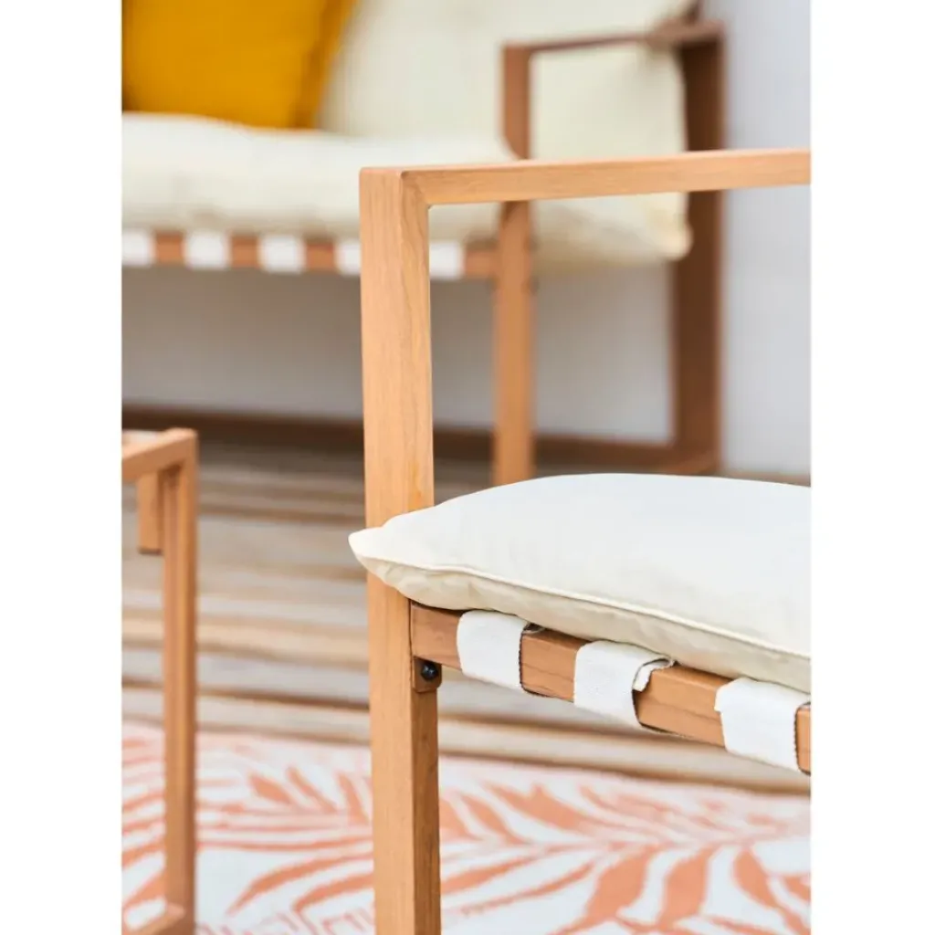 Fabrique de Styles Salon de jardin 4 places en fer avec coussins blanc - Cagliari*Enfant Salons De Jardin|Jardin