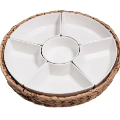 Fabrique de Styles Set apéritif plateau en tresse avec coupelle en porcelaine* Bols Et Coupelles