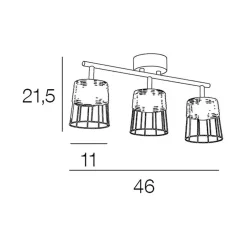 Fabrique de Styles Spot 3 lumières en metal et rotin tresse h23cm noir - indah* Suspensions