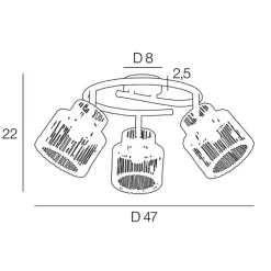 Fabrique de Styles Spot 3 lumières en métal et cordelette d47cm - Cancun* Suspensions