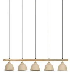 Fabrique de Styles Suspension 5 lampes en fer et manguier L114cm - Ferese* Suspensions