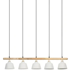 Fabrique de Styles Suspension 5 lampes en fer et manguier L114cm - Ferese* Suspensions