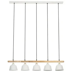 Fabrique de Styles Suspension 5 lampes en fer et manguier L114cm - Ferese* Suspensions
