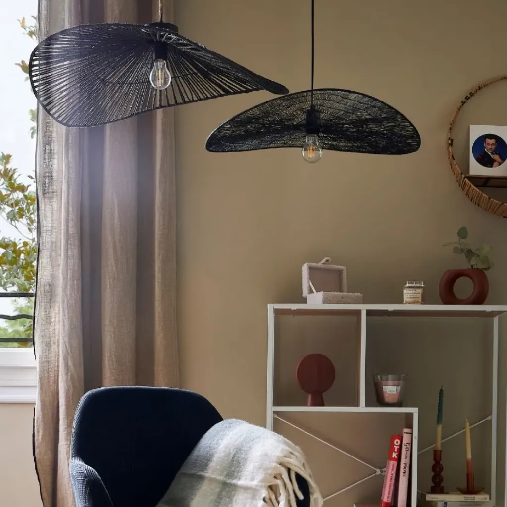 Fabrique de Styles Suspension non electrique en fer naturel et noir d80cm - Organic* Suspensions