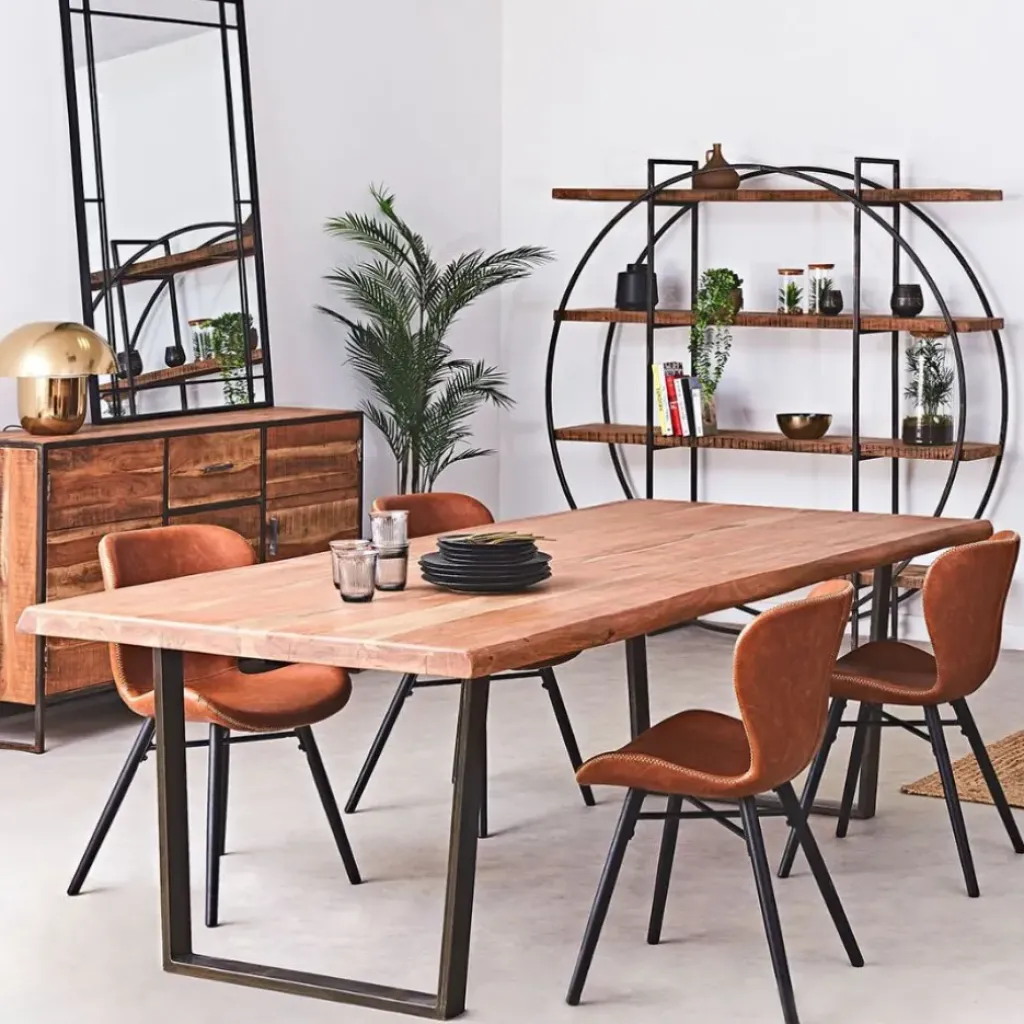 Fabrique de Styles Table à manger en acacia massif et pieds en fer noir 200x100cm - Factory* Table De Salle À Manger