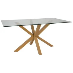 Fabrique de Styles Table à manger en verre trempé et métal 180x90cm - Adela* Table De Salle À Manger