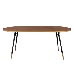 Fabrique de Styles Table à manger ovale en noyer plaqué et métal doré 180x90cm - Denise* Table De Salle À Manger