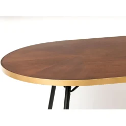 Fabrique de Styles Table à manger ovale en noyer plaqué et métal doré 180x90cm - Denise* Table De Salle À Manger