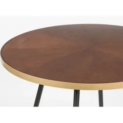 Fabrique de Styles Table à manger ronde en noyer plaqué et métal doré d91cm - Denise* Table De Salle À Manger
