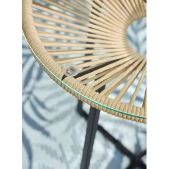 Fabrique de Styles Table bar extérieur rond en fer et verre beige et noir d61cm - Baleares*Enfant Tables De Jardin|Jardin