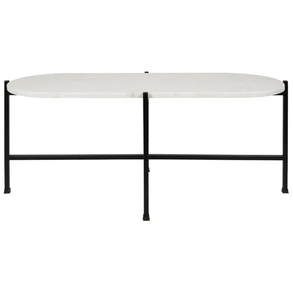 Fabrique de Styles Table basse en marbre et fer blanc et noir 100x40cm - Eskela* Table Basses