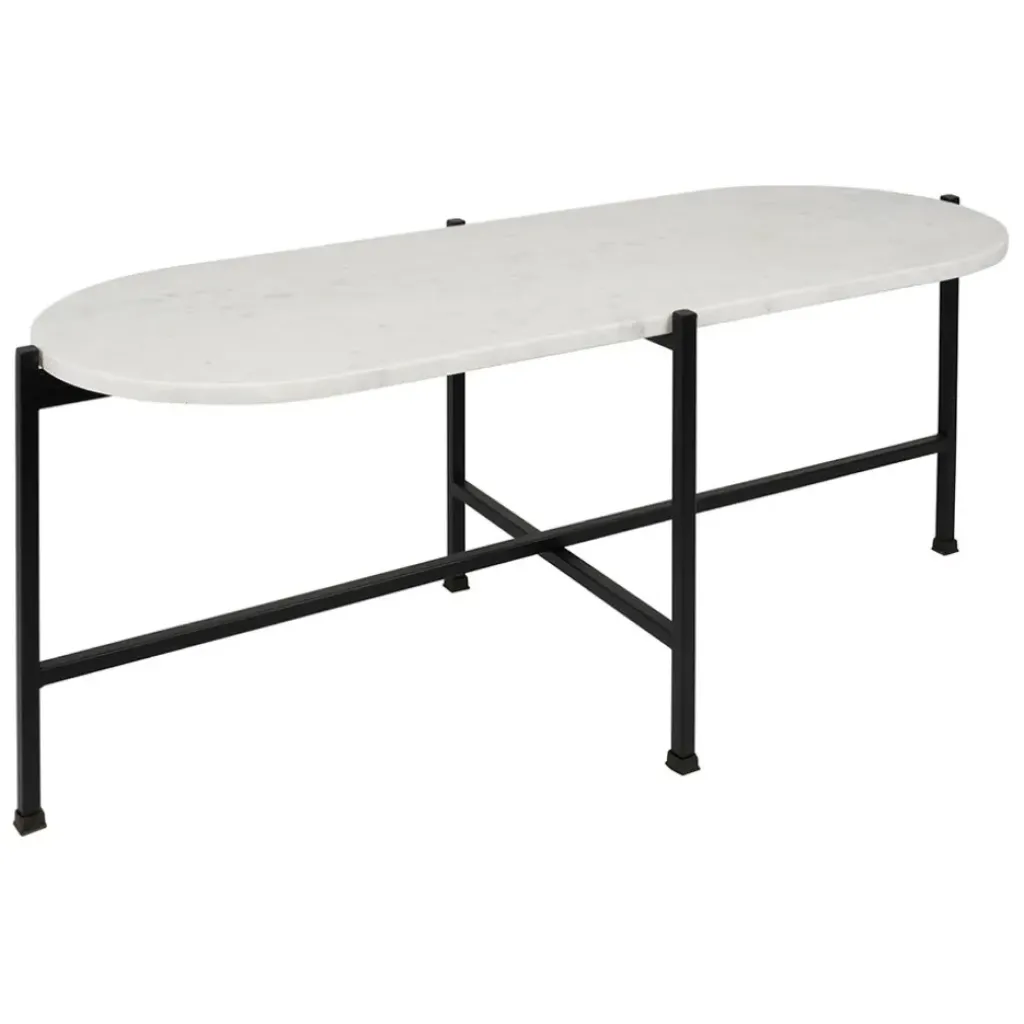 Fabrique de Styles Table basse en marbre et fer blanc et noir 100x40cm - Eskela* Table Basses