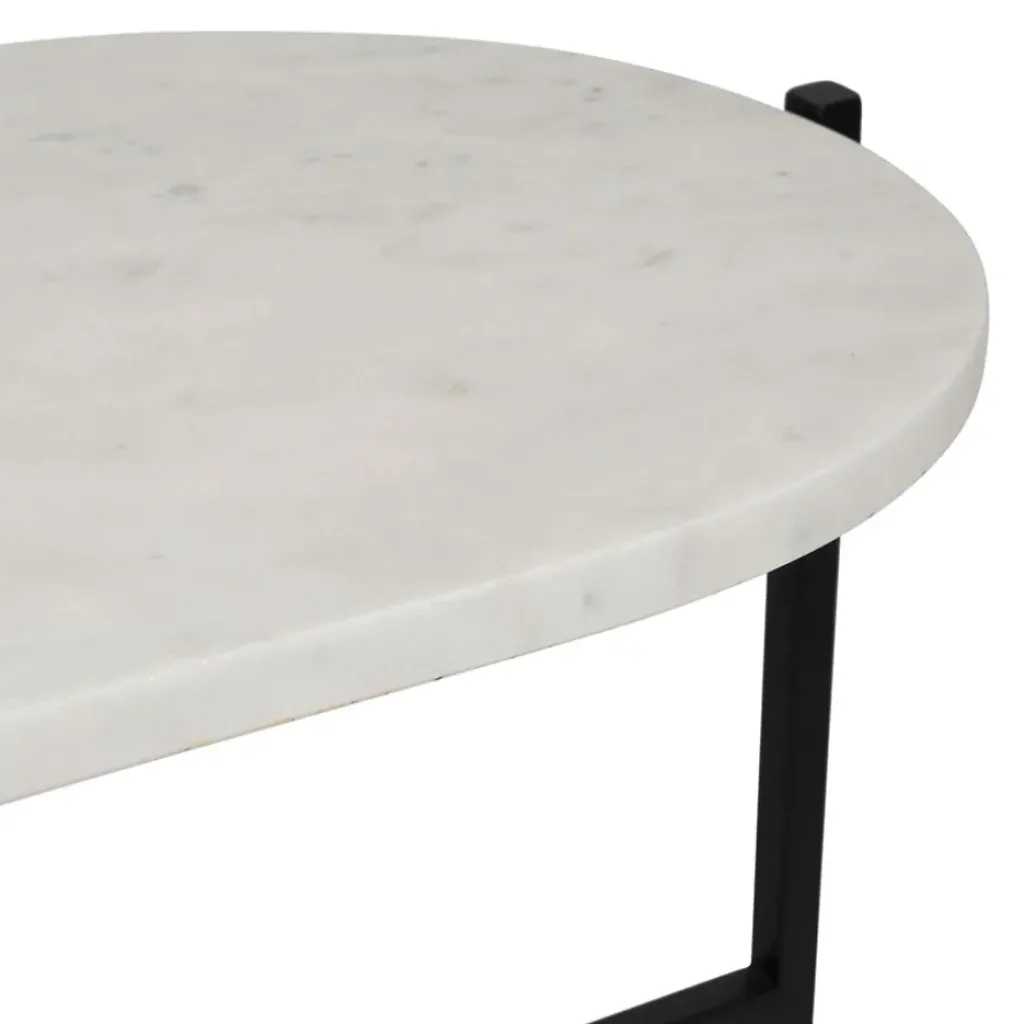 Fabrique de Styles Table basse en marbre et fer blanc et noir 100x40cm - Eskela* Table Basses
