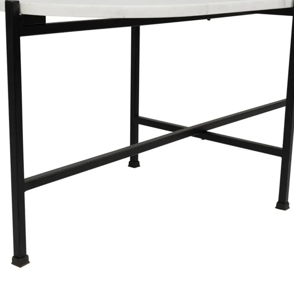 Fabrique de Styles Table basse en marbre et fer blanc et noir 100x40cm - Eskela* Table Basses