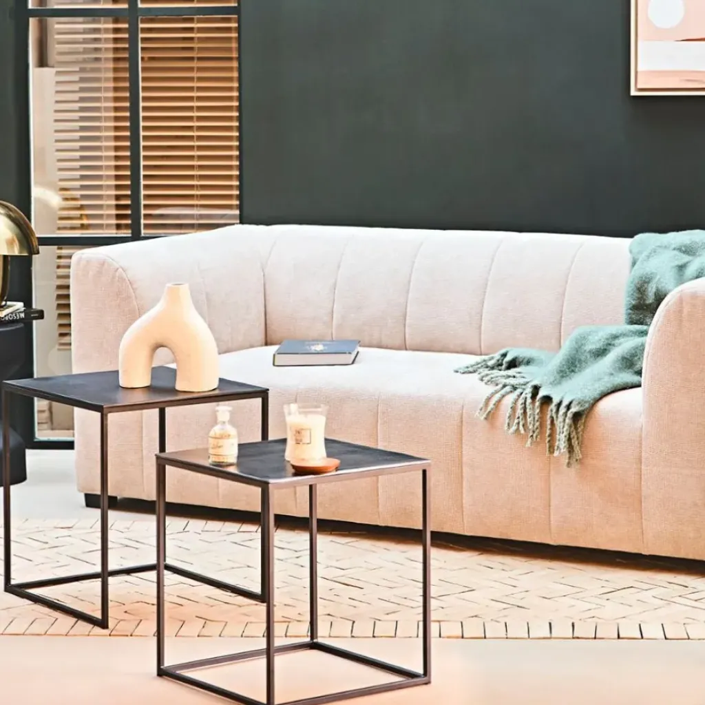 Fabrique de Styles Table basse gigogne carrée (lot de 2) en aluminium et fer - Felia* Table Basses