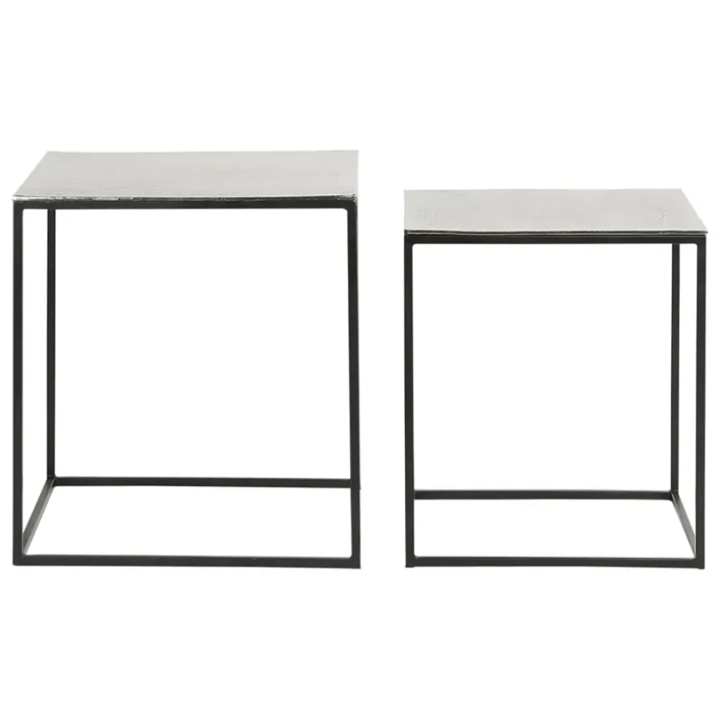 Fabrique de Styles Table basse gigogne carrée (lot de 2) en aluminium et fer - Felia* Table Basses