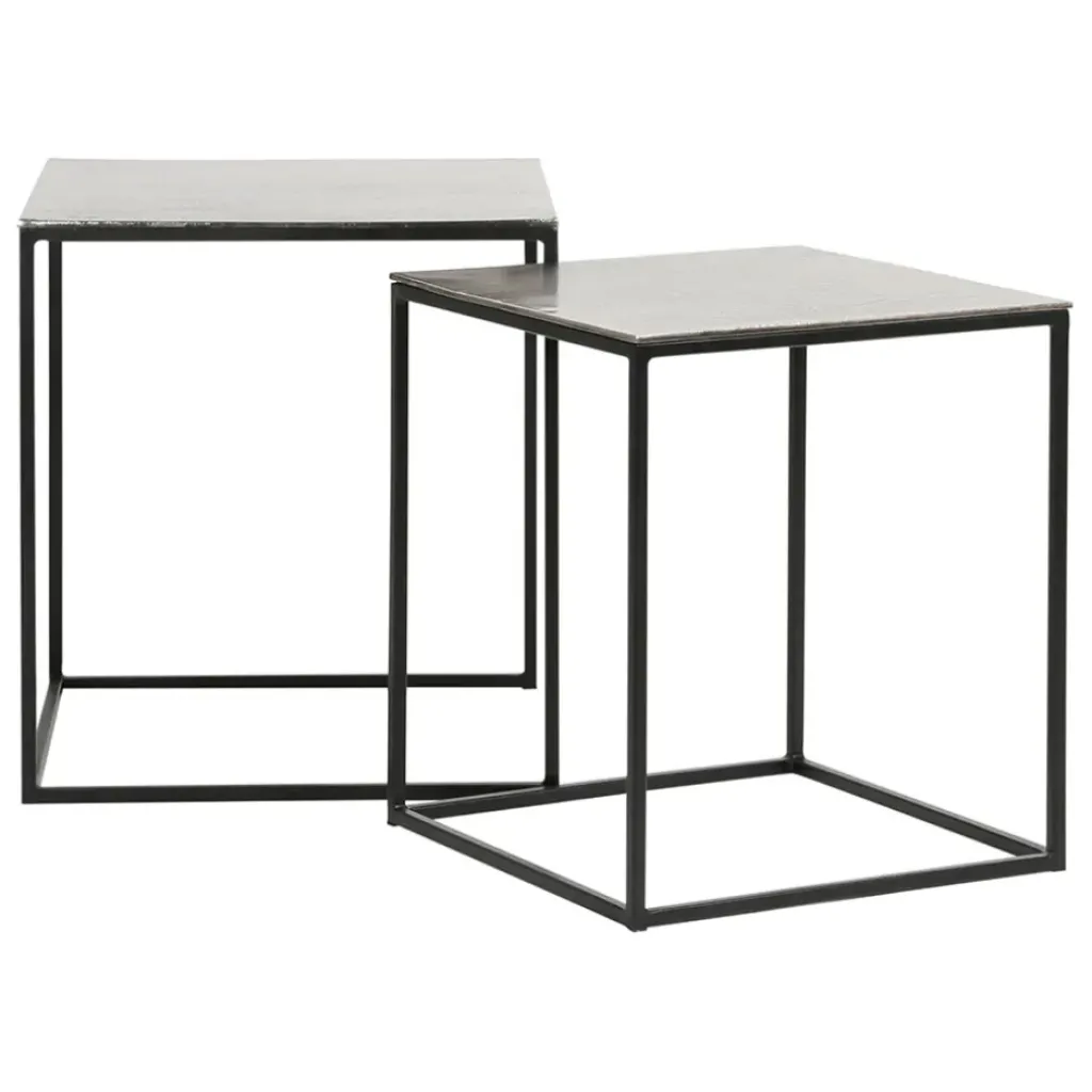 Fabrique de Styles Table basse gigogne carrée (lot de 2) en aluminium et fer - Felia* Table Basses