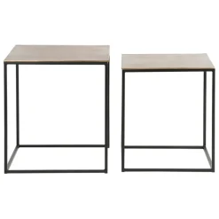 Fabrique de Styles Table basse gigogne carrée (lot de 2) en aluminium et fer doré - Felia* Table Basses
