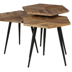 Fabrique de Styles Table basse gigogne (lot de 3) en teck et métal - Woody* Table Basses