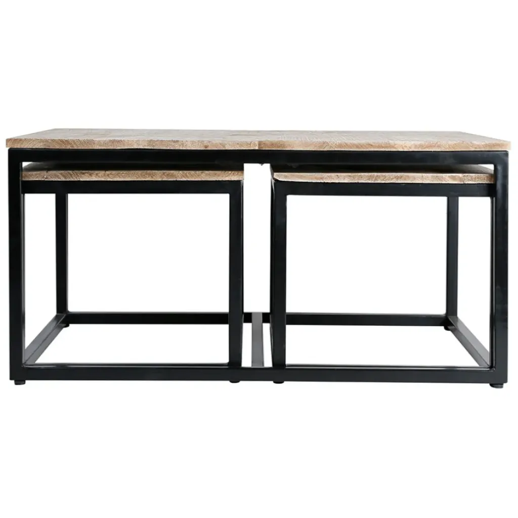 Fabrique de Styles Table basse gigogne (lot de 3) en manguier et fer noir -Noe* Table Basses