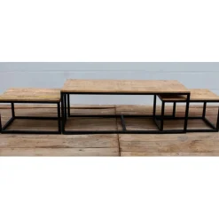 Fabrique de Styles Table basse gigogne (lot de 3) en manguier et fer noir -Noe* Table Basses