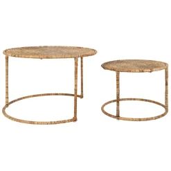 Fabrique de Styles Table basse gigogne ronde (lot de 2) en rotin et fer - Pasil* Table Basses