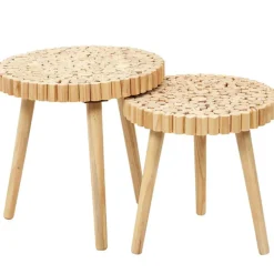 Fabrique de Styles Table basse gigogne ronde (lot de 2) en bois de pin - Rubin* Table Basses