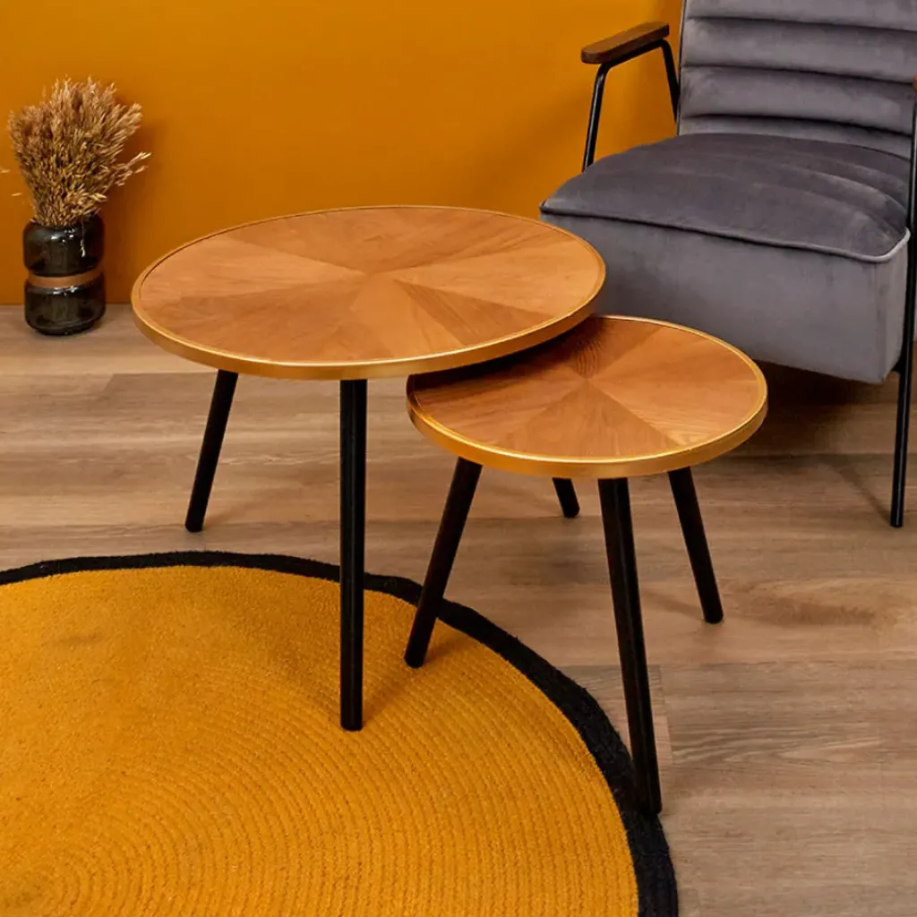 Fabrique de Styles Table basse gigogne ronde (lot de 2) en pin - Faya* Table Basses