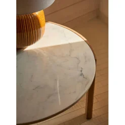 Fabrique de Styles Table basse rond en manguier et marbre naturel et blanc d80cm - Agate* Table Basses