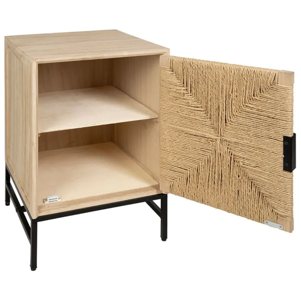 Fabrique de Styles Table de chevet 1 porte en naturel et noir - Kenda* Tables De Chevet