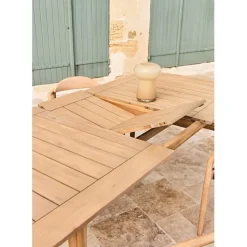 Fabrique de Styles Table de jardin avec rallonge en acacia naturel 180-200x100cm - Cirina*Enfant Tables De Jardin|Jardin