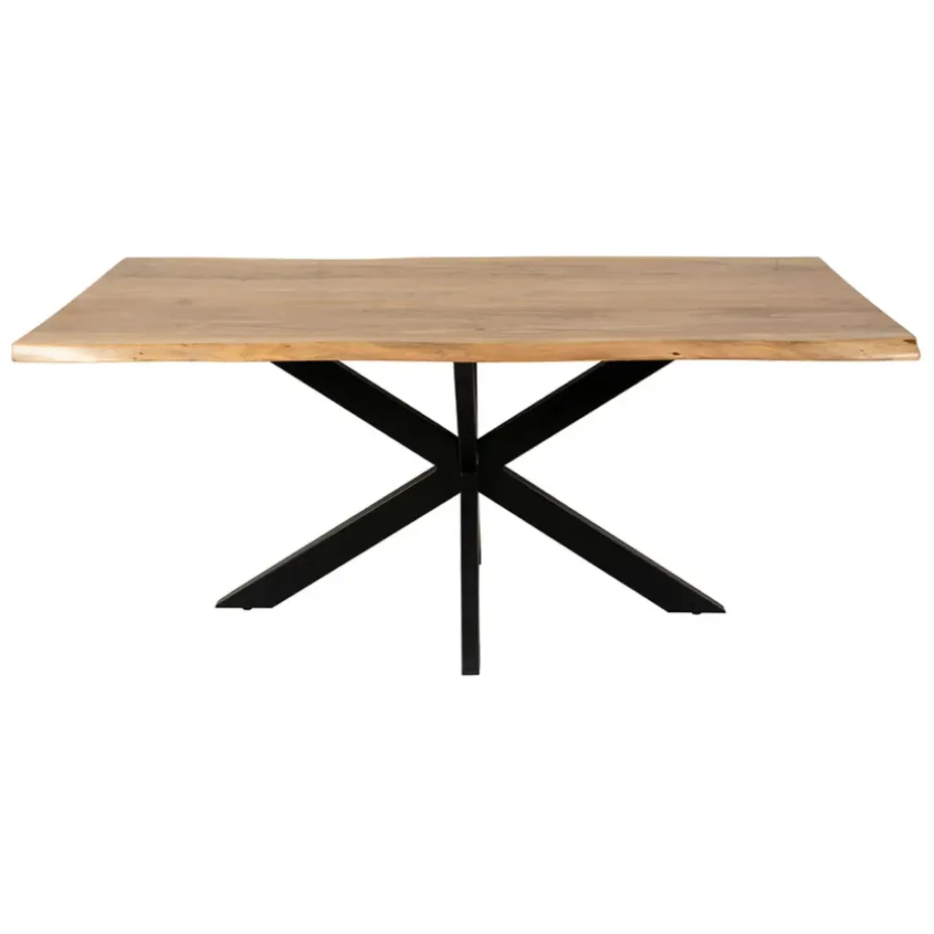 Fabrique de Styles Table de repas en acacia et pieds en fer noir 180x90cm - Brooklyn* Table De Salle À Manger