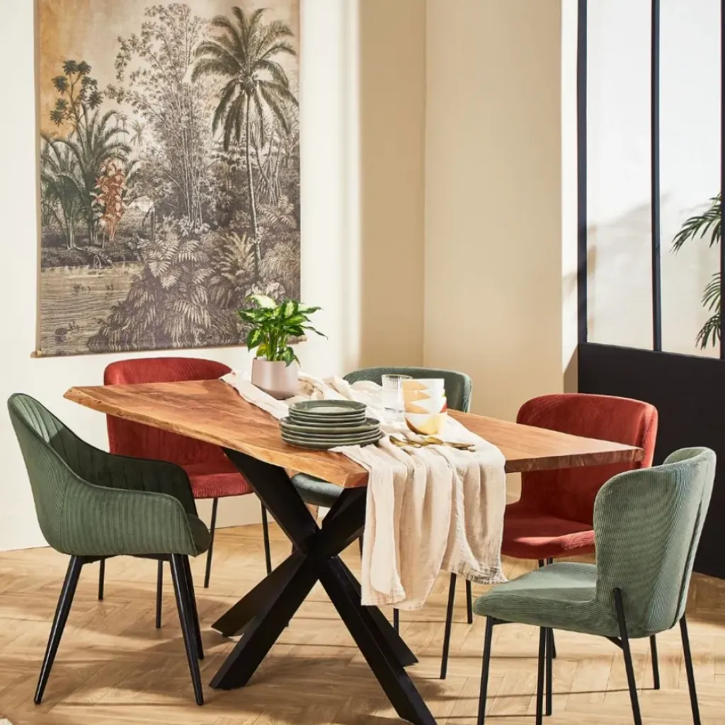 Fabrique de Styles Table de repas en acacia et pieds en fer noir 180x90cm - Brooklyn* Table De Salle À Manger