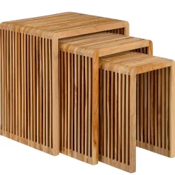 Fabrique de Styles Table d'appoint gigogne (lot de 3) en bois naturel - Yonker* Bouts De Canapé Et Tables D'appoint