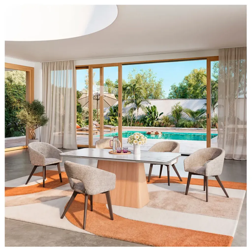 Fabrique de Styles Table extensible en verre et céramique l180-260cm - Linka* Table De Salle À Manger