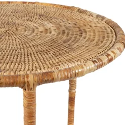 Fabrique de Styles Table gigogne rond par 2 en fer et rotin 50x50cm - Pasil* Bouts De Canapé Et Tables D'appoint