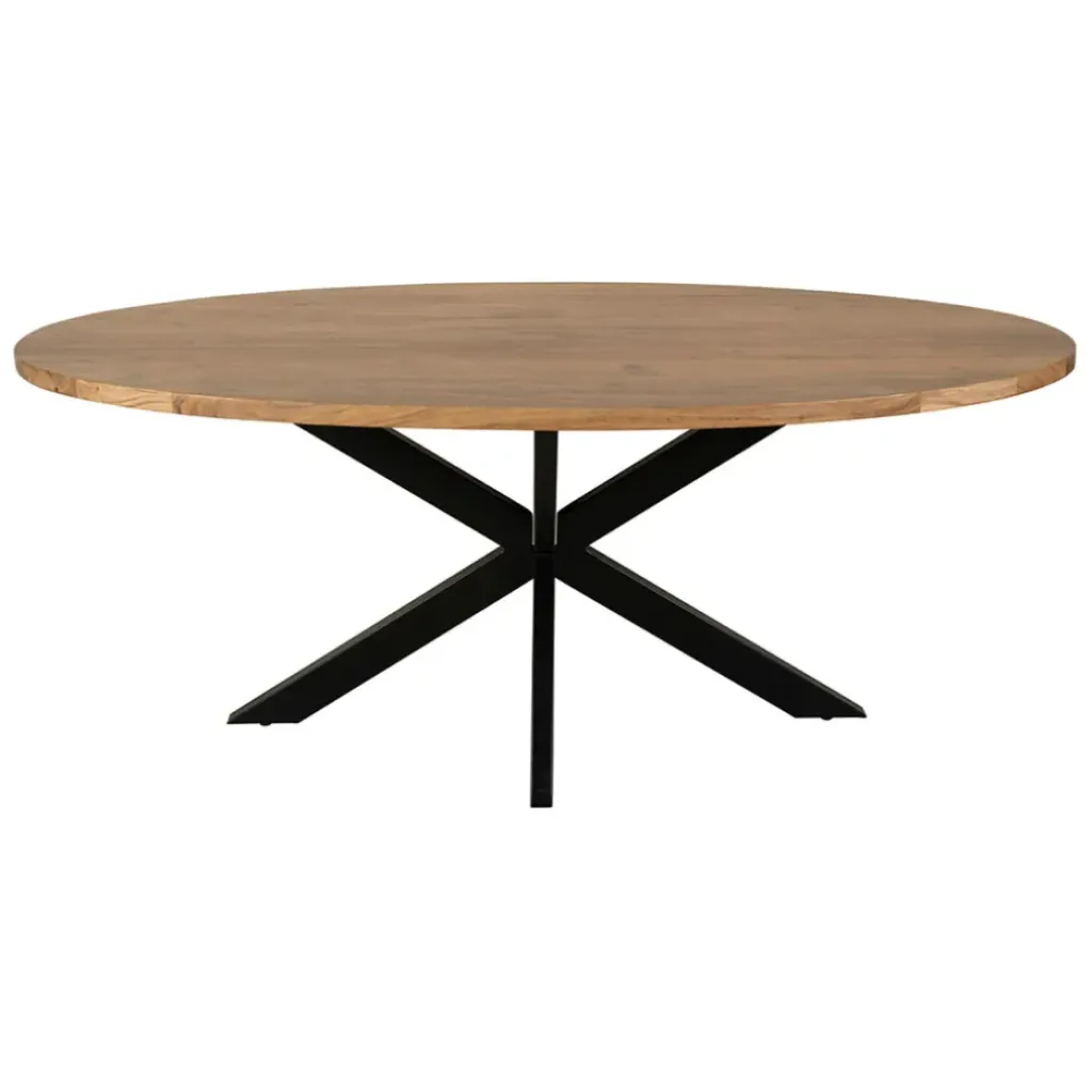 Fabrique de Styles Table ovale en acacia et pieds en fer noir 190x90cm - Brooklyn* Table De Salle À Manger