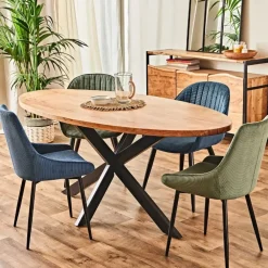 Fabrique de Styles Table ovale en acacia et pieds en fer noir 190x90cm - Brooklyn* Table De Salle À Manger