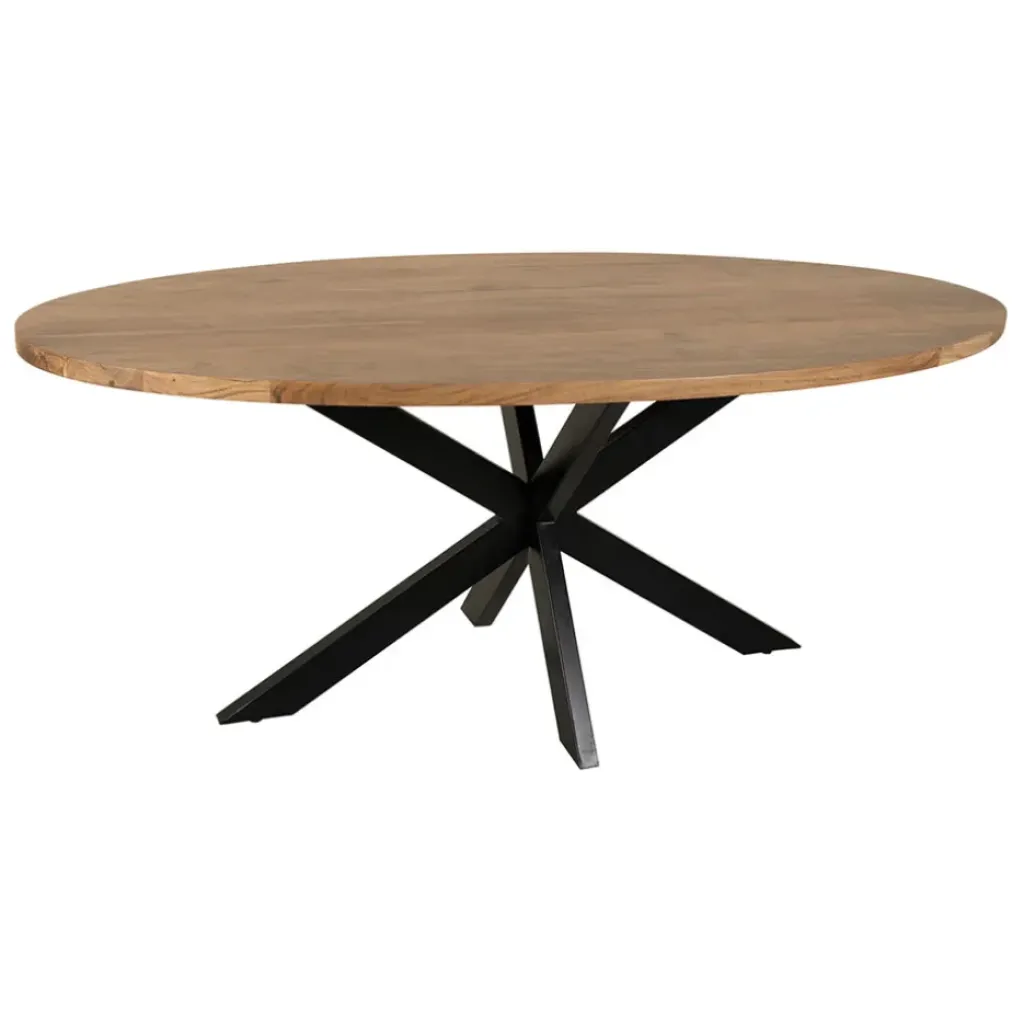 Fabrique de Styles Table ovale en acacia et pieds en fer noir 190x90cm - Brooklyn* Table De Salle À Manger
