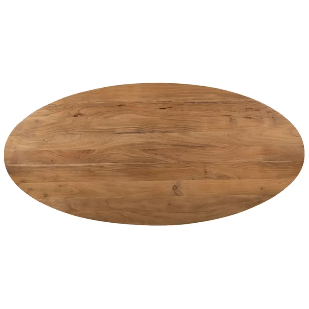 Fabrique de Styles Table ovale en acacia et pieds en fer noir 190x90cm - Brooklyn* Table De Salle À Manger