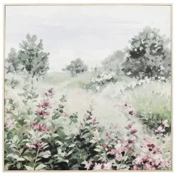 Fabrique de Styles Tableau campagne en toile vert et rose 80x80cm* Tableaux Et Toiles