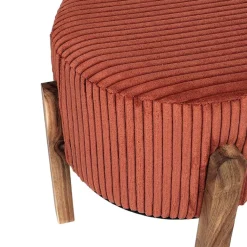 Fabrique de Styles Tabouret en tissu côtelé et bois d'acacia - Scarlett* Poufs Et Tabourets